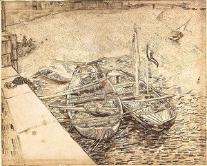 Vincent Van Gogh - Quay with Men Unloading Sand Barges 2