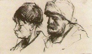 Head of a Girl, Bareheaded, and Head of a Man with Beard and Cap