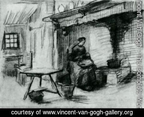 Vincent Van Gogh - Interior with Peasant Woman Sitting near the Fireplace 2