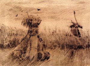 Vincent Van Gogh - Wheatfield with a Stook and a Mill