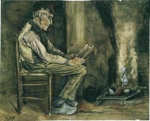 Vincent Van Gogh - Farmer sitting at the fireside and reading