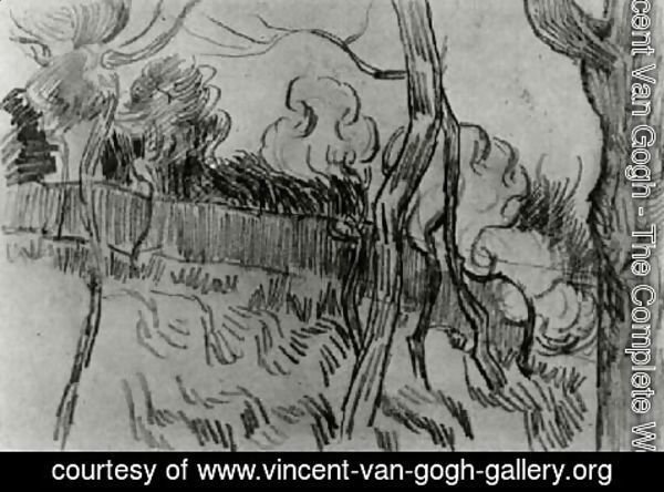 Vincent Van Gogh - Pine Trees Seen against the Wall of the Asylum 2