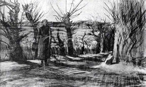Woman on a Road with Pollard Willows