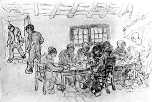 Sheet with Two Groups of Peasants at a Meal