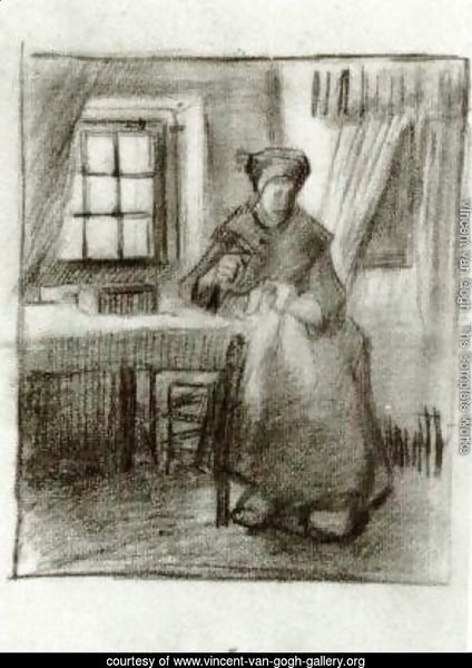 Interior with Peasant Woman Sewing 4