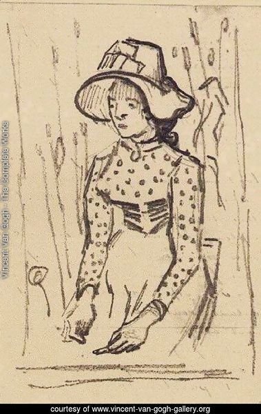 Girl with Straw Hat, Sitting in the Wheat