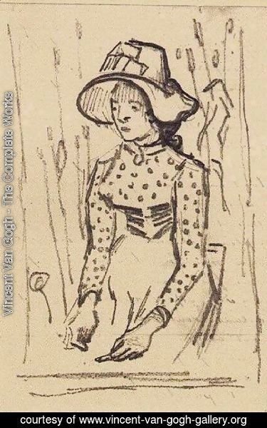 Vincent Van Gogh - Girl with Straw Hat, Sitting in the Wheat