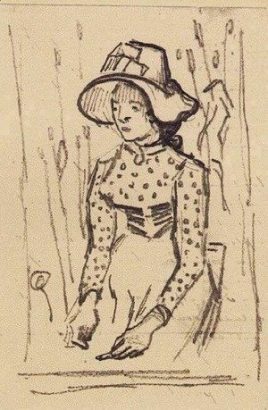 Vincent Van Gogh - Girl with Straw Hat, Sitting in the Wheat