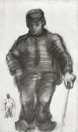 Peasant with Walking Stick, and Little Sketch of the Same Figure