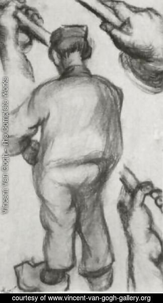 Vincent Van Gogh - Peasant, Seen from the Back and Three Hands Holding a Stick