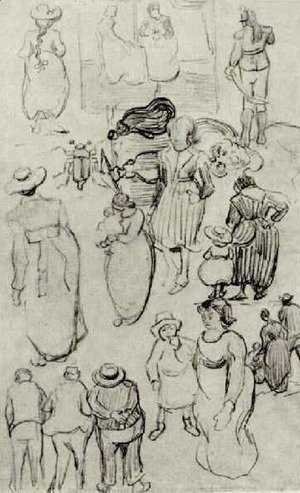 Vincent Van Gogh - Sheet with Many Sketches of Figures