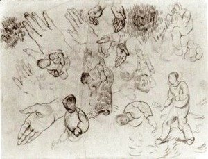 Vincent Van Gogh - Sheet with Hands and Several Figures
