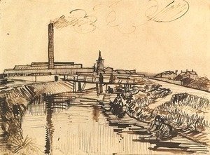 Canal with Bridge and Women Washing