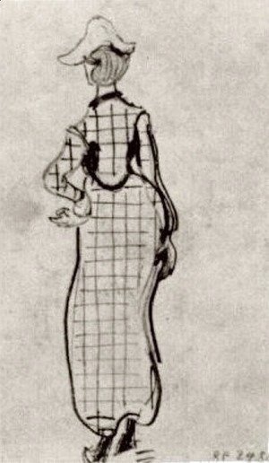 Lady with Checked Dress and Hat