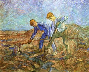 Vincent Van Gogh - Two Peasants Diging (after Millet)