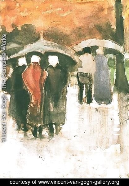 Vincent Van Gogh - Scheveningen Women and Other People Under Umbrellas
