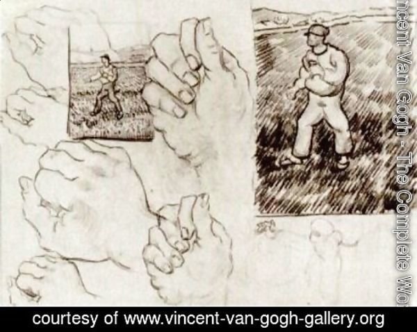 Vincent Van Gogh - Sheet with Two Sowers and Hands