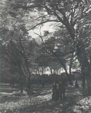 Bois De Boulogne With People Walking The II