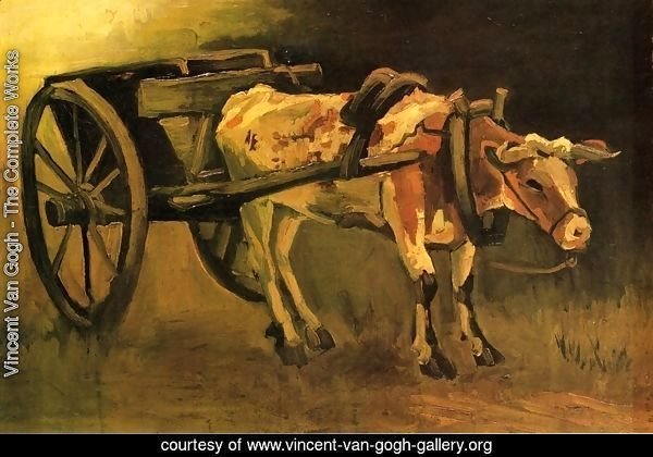 Cart With Red And White Ox