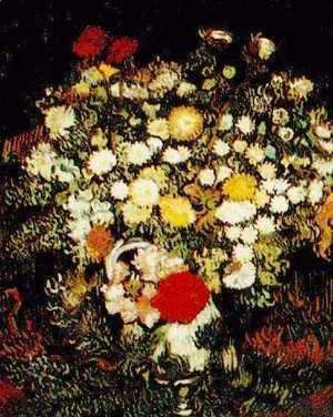 Vincent Van Gogh - Chrysanthemums And Wild Flowers In A Vase