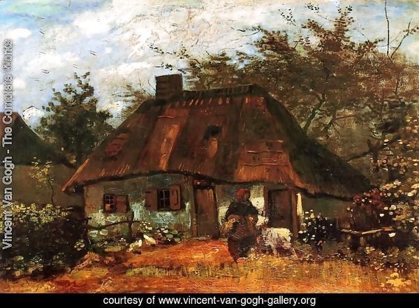 Cottage And Woman With Goat