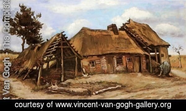 Vincent Van Gogh - Cottage With Decrepit Barn And Stooping Woman