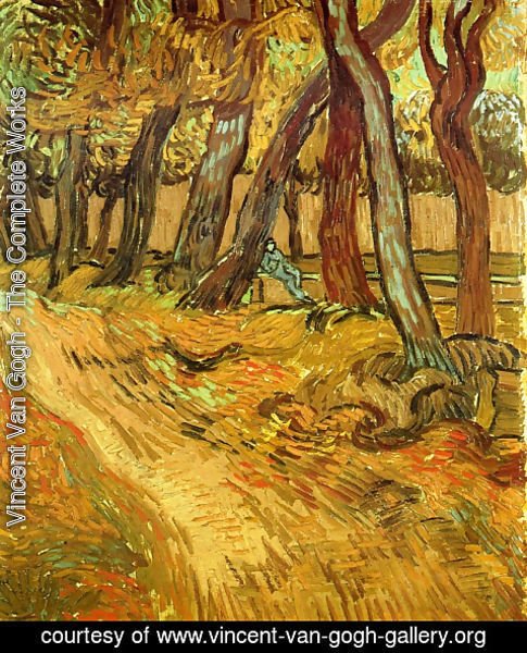 Vincent Van Gogh - The Garden Of Saint Paul Hospital With Figure