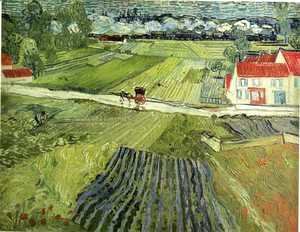 Vincent Van Gogh - Landscape With Carriage And Train In The Background