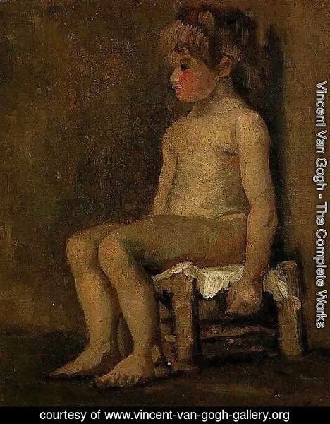 Nude Study Of A Little Girl Seated