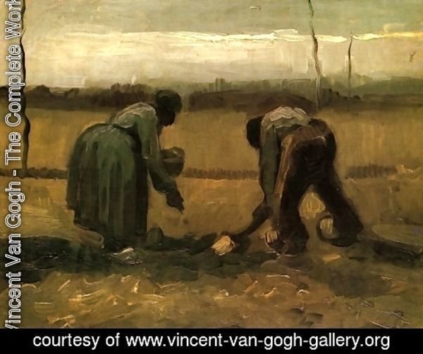 Vincent Van Gogh - Peasant And Peasant Woman Planting Potatoes