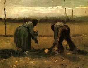 Vincent Van Gogh - Peasant And Peasant Woman Planting Potatoes