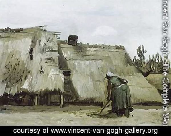 Vincent Van Gogh - Peasant Woman Digging In Front Of Her Cottage