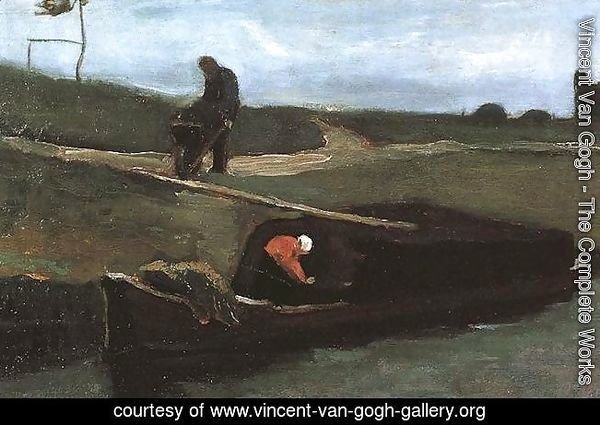 Peat Boat With Two Figures