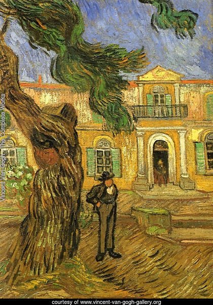 Pine Trees With Figure In The Garden Of Saint Paul Hospital