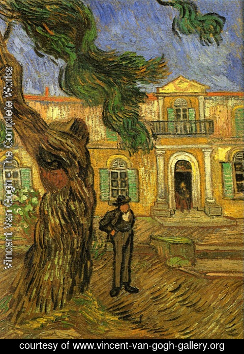 Vincent Van Gogh - Pine Trees With Figure In The Garden Of Saint Paul Hospital