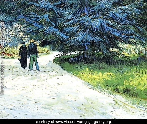 Public Garden With Couple And Blue Fir Tree: The Poets Garden III