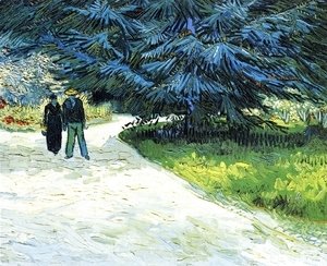 Public Garden With Couple And Blue Fir Tree: The Poets Garden III