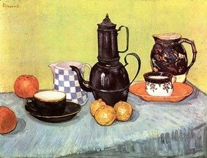 Vincent Van Gogh - Blue Enamel Coffeepot Earthenware And Fruit