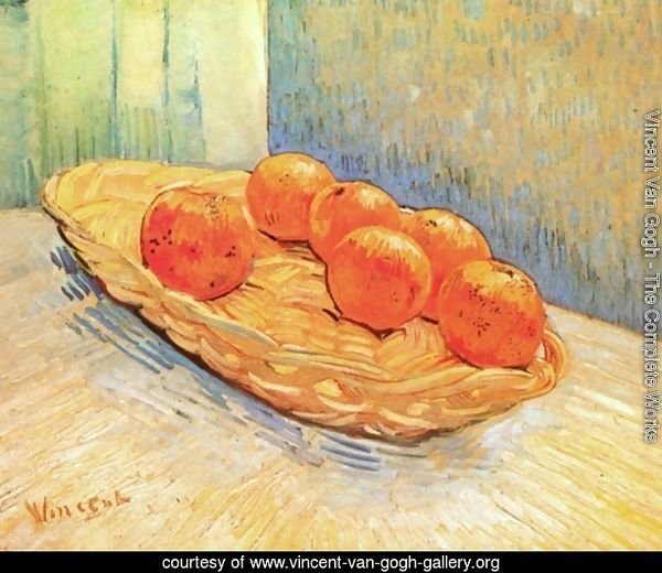 Still Life With Basket And Six Oranges