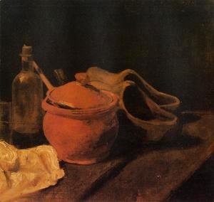 Still Life With Earthenware Bottle And Clogs
