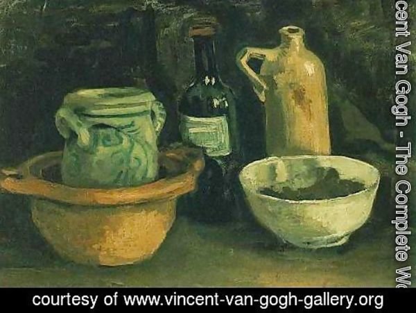 Vincent Van Gogh - Still Life With Pottery And Two Bottles