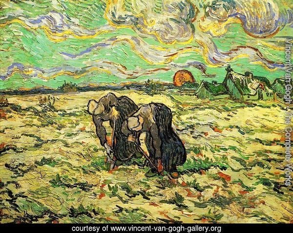 Two Peasant Women Digging In Field With Snow