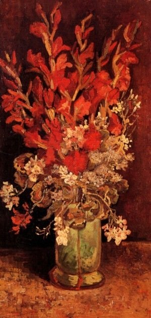 Vase With Gladioli And Carnations