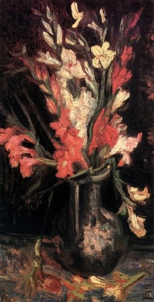 Vase With Red Gladioli