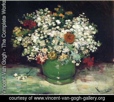 Vincent Van Gogh - Vase With Zinnias And Other Flowers