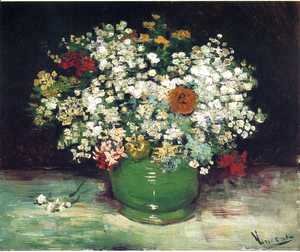 Vincent Van Gogh - Vase With Zinnias And Other Flowers
