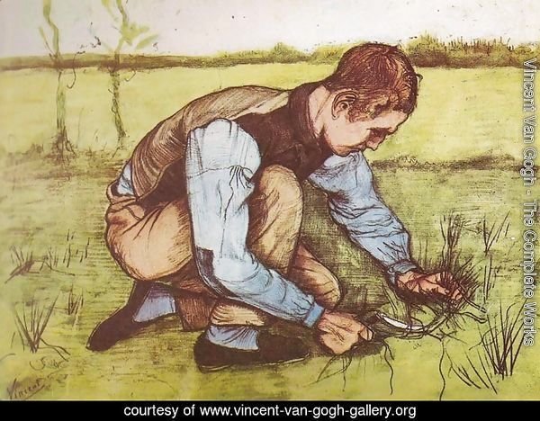 Young Boy Cutting Grass